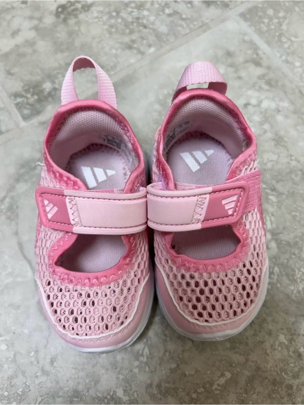 Adidas Girls Pink Mesh Hook-and-Loop Water Shoes